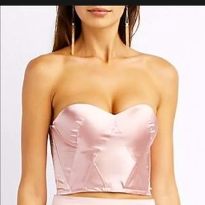 Women’s silky pink crop top size medium